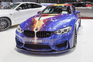 Geneva, Switzerland - March 4, 2015: 2015 Hamann BMW M4 presented the 85th International Geneva Motor Show